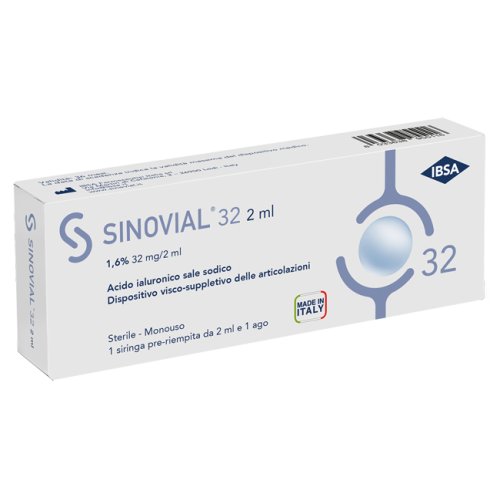 SIRINGA INTRA-ARTICOLARE SINOVIAL 32 ACIDO IALURONICO SALE SODICO 1,6% 32MG/2ML 2ML + AGO 21 GAUGE