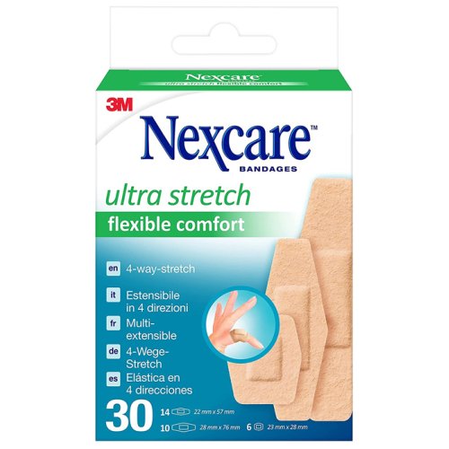 CEROTTO PREPARATO NEXCARE COMFORT 360 GRADI N1130ASD04 ASSORTITI 3 MISURE 14 CEROTTI 22X57MM + 6 CEROTTI 23X28MM + 10 CEROTTI 28X76MM