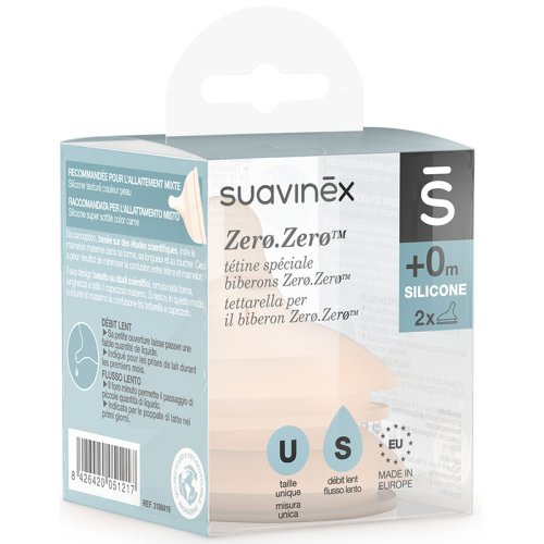 SUAVINEX ZERO ZERO TETTARELLA BIBERON ANTICOLICA FLUSSO LENTO S 2 PEZZI