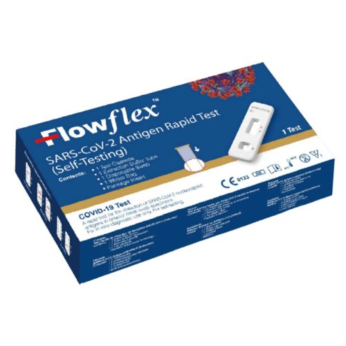 TEST ANTIGENICO RAPIDO COVID-19 FLOWFLEX AUTODIAGNOSTICO DETERMINAZIONE QUALITATIVA ANTIGENI SARS-COV-2 IN TAMPONI NASALI MEDIANTE IMMUNOCROMATOGRAFIA PROVETTA TAPPO BLU